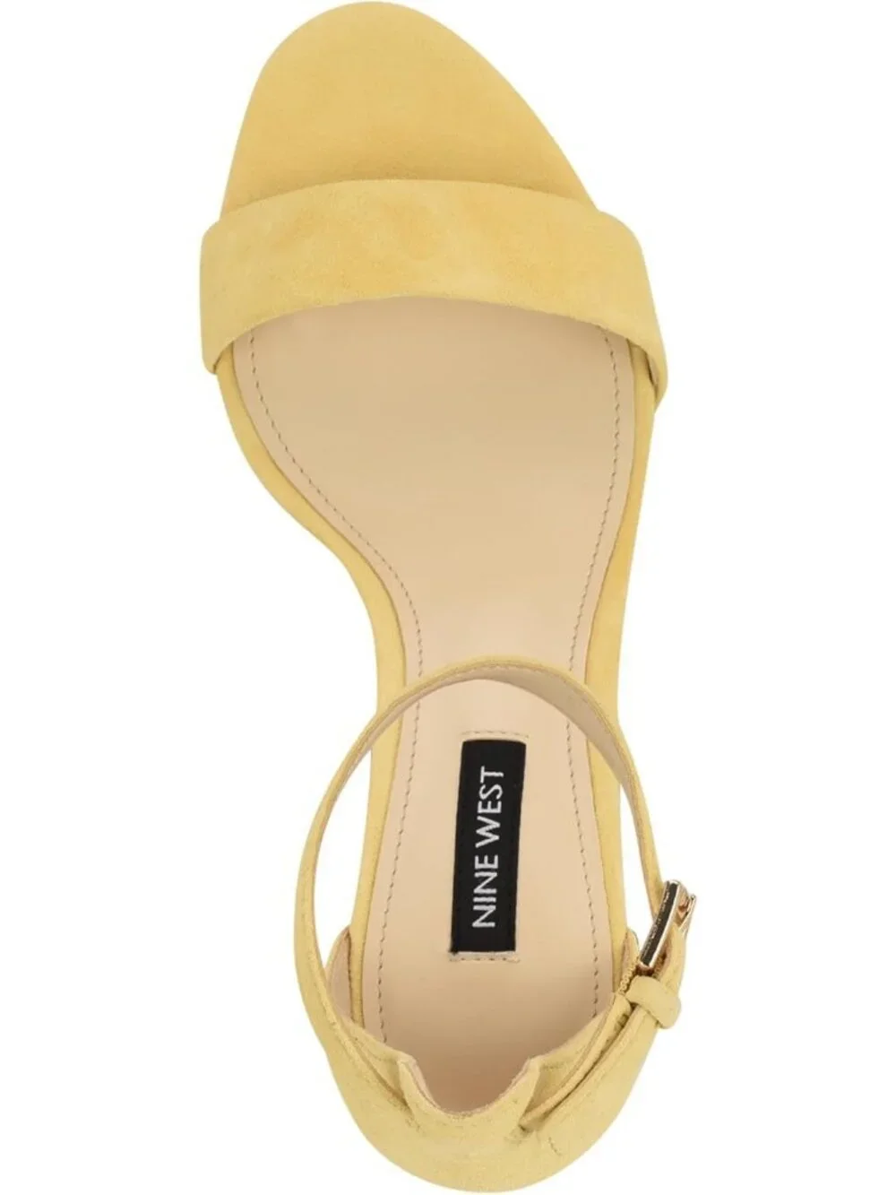 Women's Yellow Suede Round Toe Ankle Strap Wnpruce Block Heeled Sandal Shoes